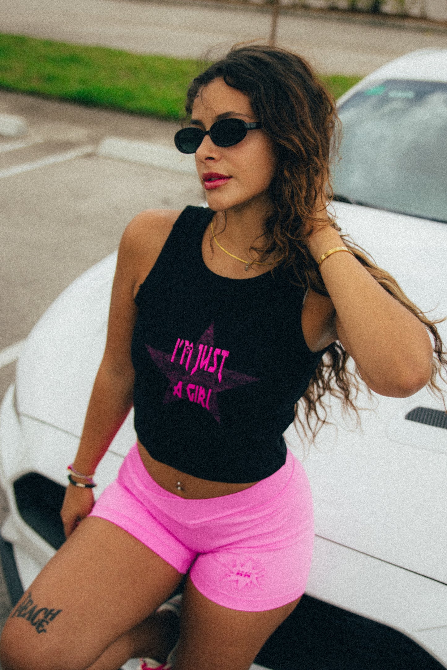 “I’M JUST A GIRL” crop tank